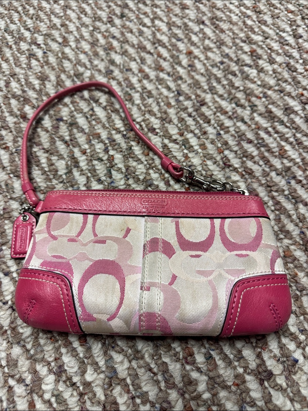 Coach Pink Signature Canvas Wristlet Clutch